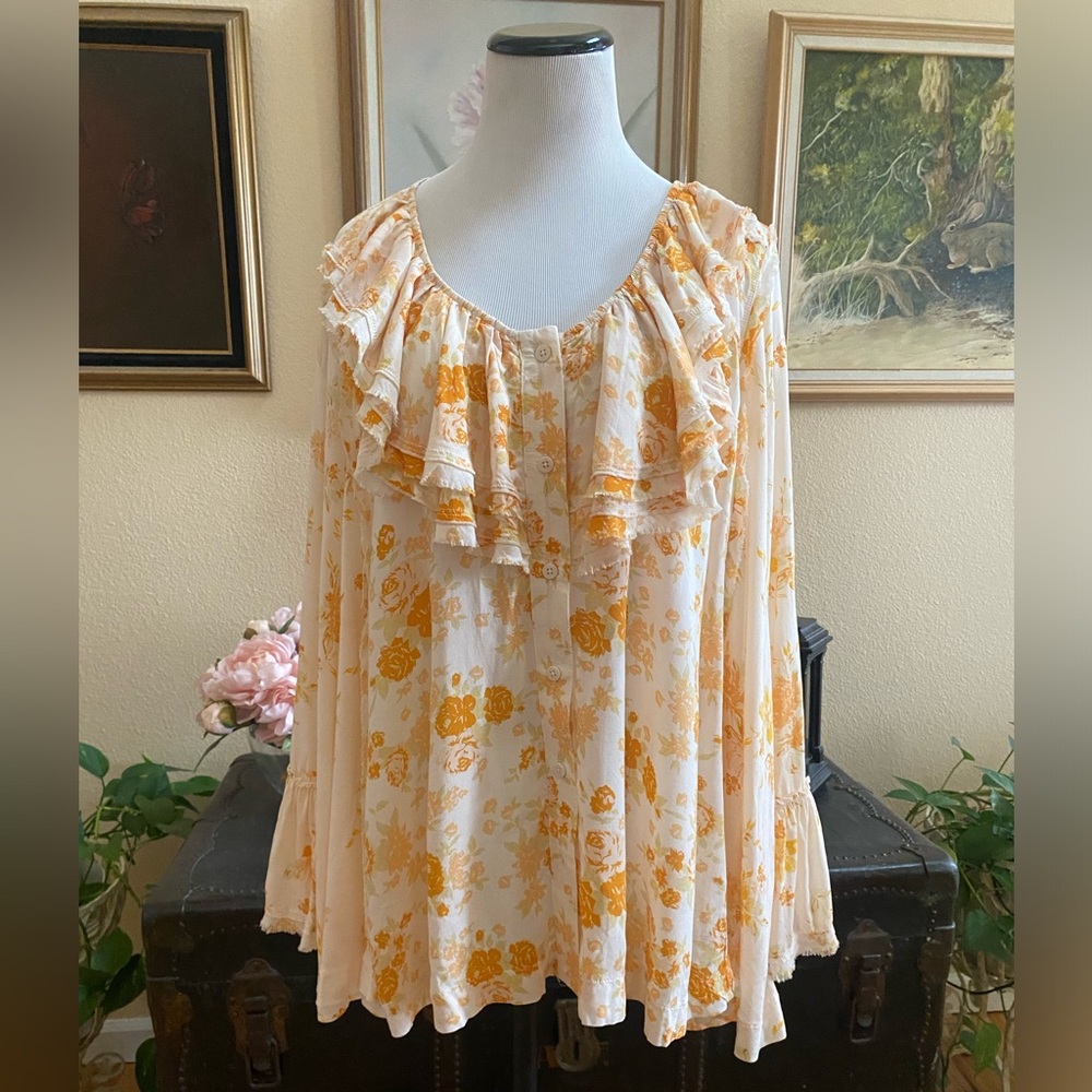 Free People Loretta Tunic Top XS Boho Tea Combo Print